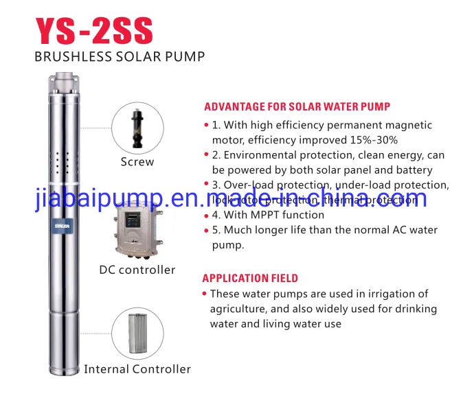 CE Approved 210W 77m Head 1.2m3/H Flow Deep Well Screw Solar Pump