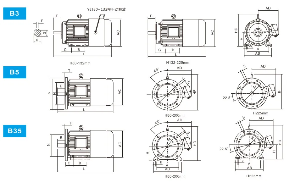 Durable Using High Quality Yej Series Electromagnetic Braking Asynchronous Motor