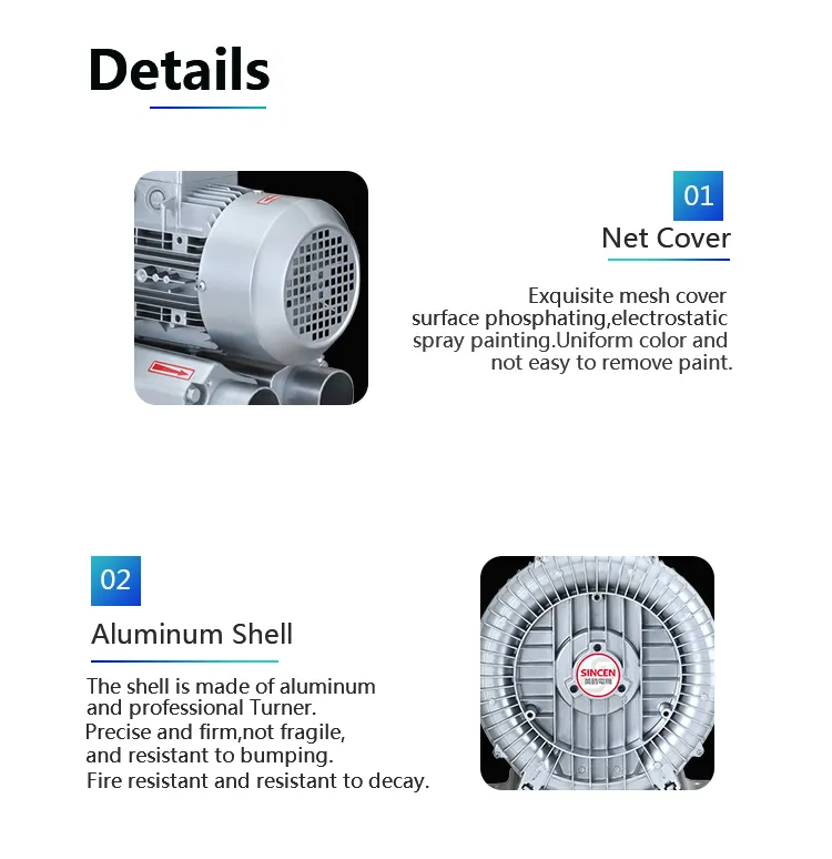 Turbo Auto Loader High Pressure 0.85kw Double Impeller Air Blower