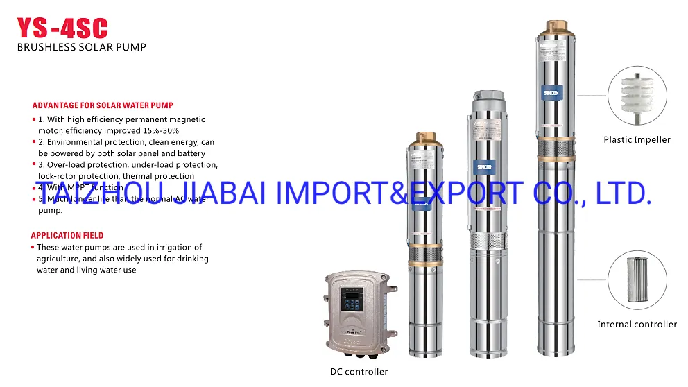 Plastic Impeller 1.5kw High Efficiency Irrigation Submersible Water Deep Well Solar Pump
