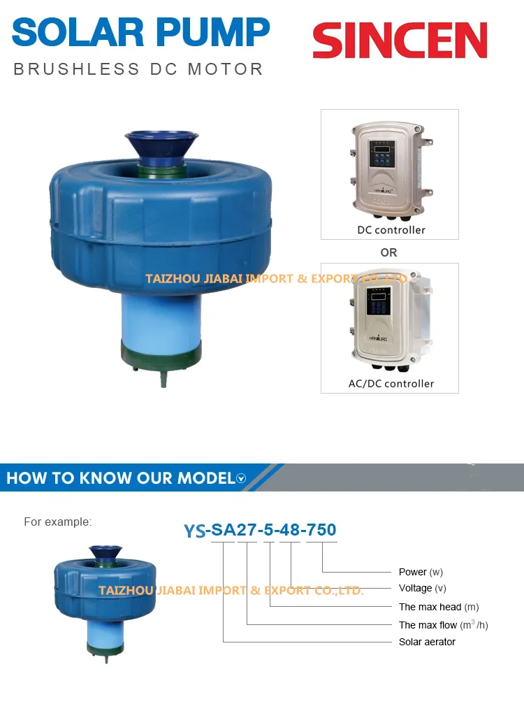 72V 1.1kw 7m 32m3/H Solar Aerator Pump with Battery for Fish Farming