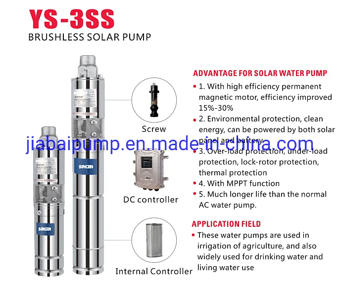 2inch High Efficiency Controller Deep Well Stainless Steel Screw Solar Pump