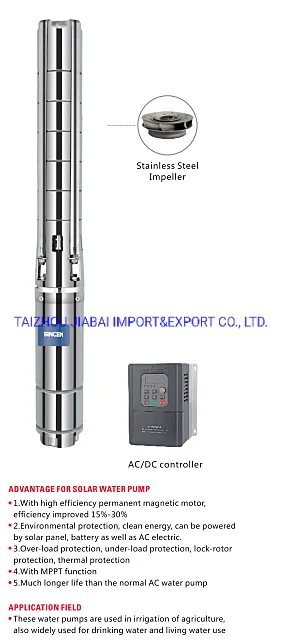 AC&DC 3inch Outlet with MPPT Controller 135m Head Deep Well Submersible Solar Pump