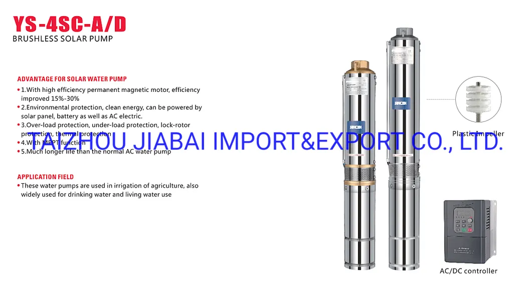 DC&AC Borehole Centrifugal High Efficiency Controller Deep Well Submersible Solar Pump