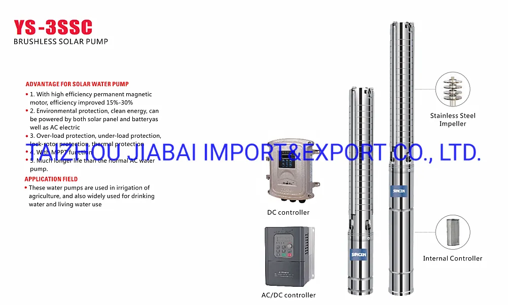 750W 60m Head AC/DC MPPT Controller Factory Price Solar Deep Well Submersible Pump