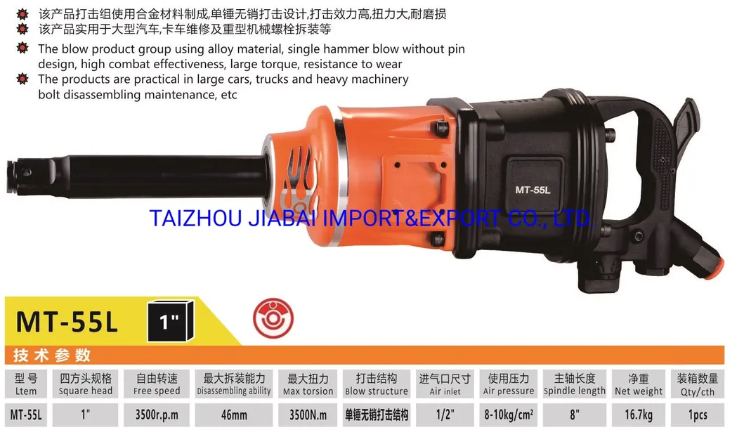 Air Impact Wrench for Durable Construction Tractor Truck 1 Inch with 2 Sockets Kit